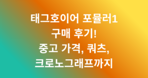태그호이어 포뮬러1 구매 후기! 중고 가격, 쿼츠, 크로노그래프까지