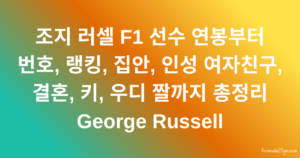 조지 러셀 F1 선수 연봉부터 번호, 랭킹, 집안, 인성 여자친구, 결혼, 키, 우디 짤까지 총정리 George Russell