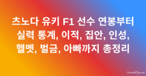 츠노다 유키 F1 선수 연봉부터 실력 통계, 이적, 집안, 인성, 헬멧, 벌금, 아빠까지 총정리