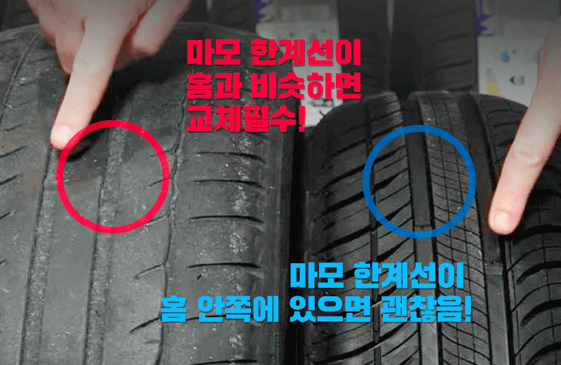 타이어 마모한계선 확인하는 방법 총정리! 측정방법부터 레전드 짤까지